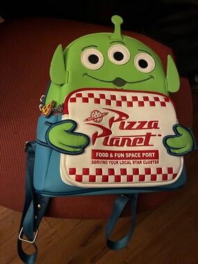 Disney Green Alien Pizza Planet Blue Backpack